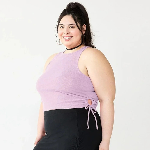 SO | Side Keyhole Racerback Tank Top in Purple sz 1X - Picture 7 of 7